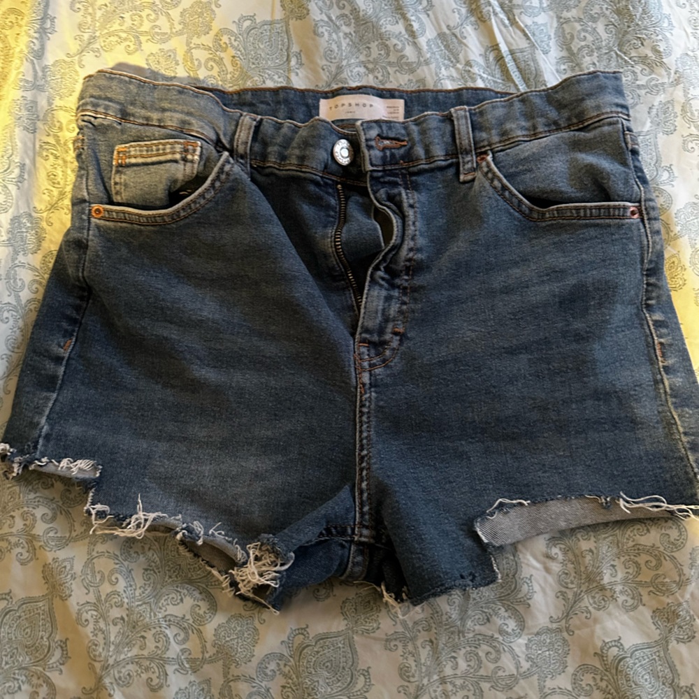 Tube romper and denim shorts